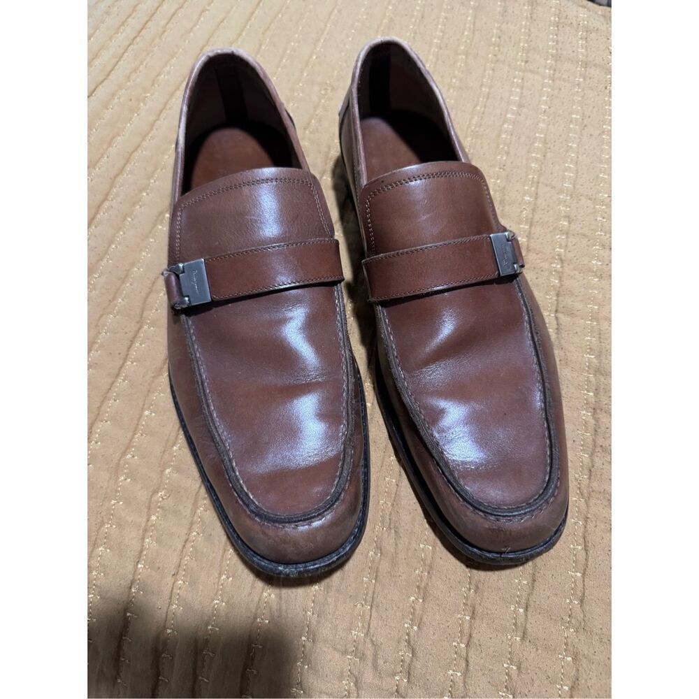 Salvatore Ferragamo brown leather dress shoe loafers men’s 8 1/2